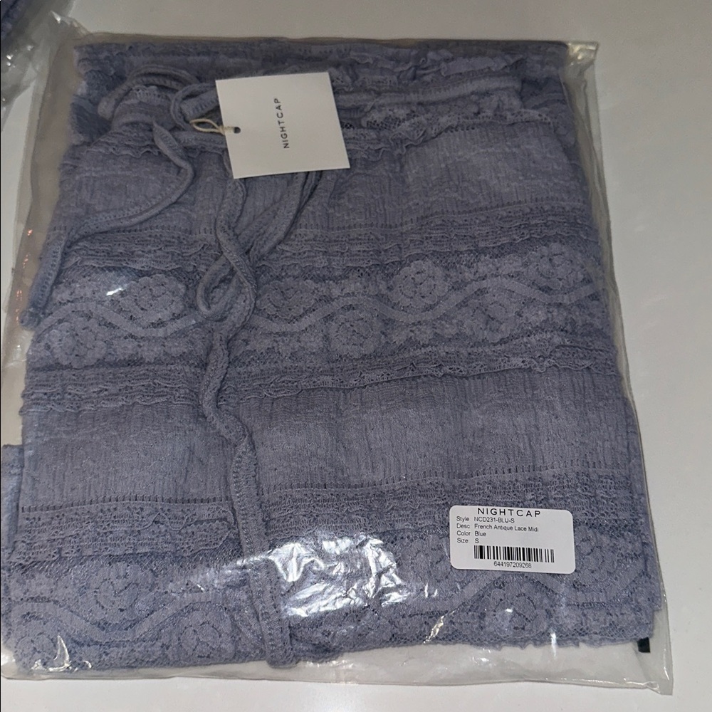 Nightcap Free People “French Antique” lavender blue lace midi boho dress S M L - Picture 5 of 7